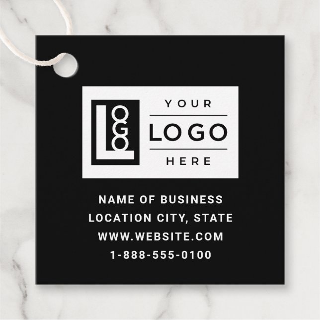 Modern Custom Black Business Logo und QR Code Geschenkanhänger (Vorderseite)