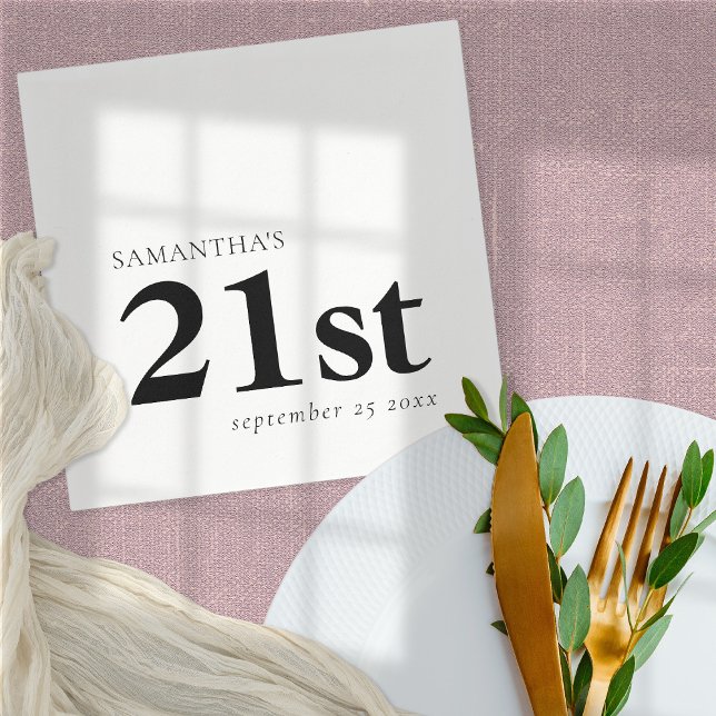 Modern Custom Black Text 21. Serviette (Von Creator hochgeladen)