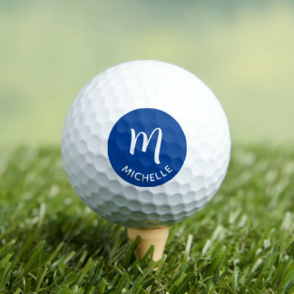 Modern Custom Blue Monogram Name Golfball