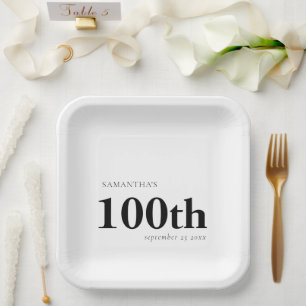Modern Custom Bold Black Text 100. Name Date Pappteller