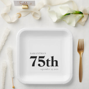 Modern Custom Bold Black Text 75. Name Datum Pappteller