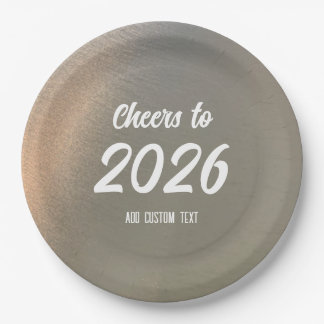 Modern Custom Brushed Metal 2026 New Years Party Pappteller