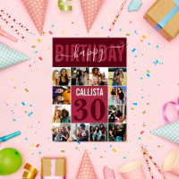Modern Custom Burgund Pink Rot 12 Foto Geburtstag
