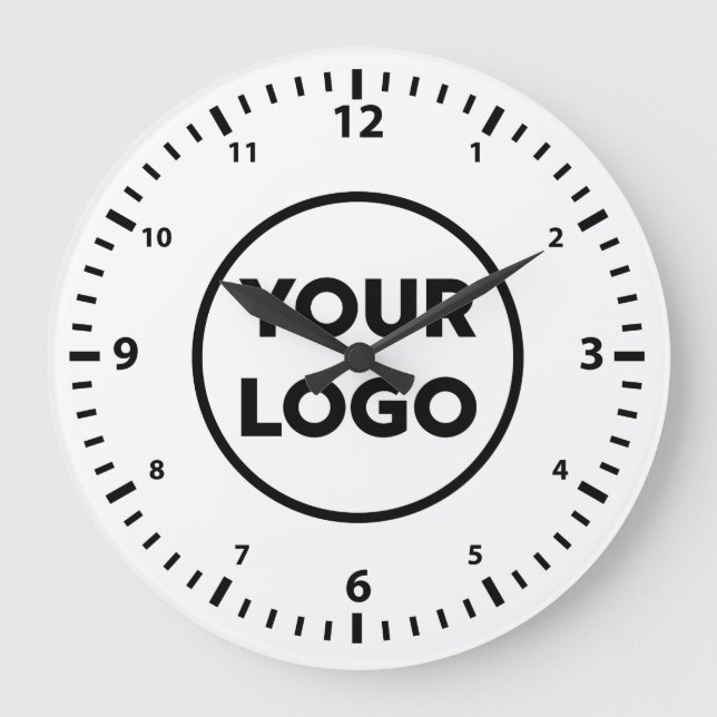 Modern Custom Business Logo auf weißem Hintergrund Große Wanduhr (Vorderseite)