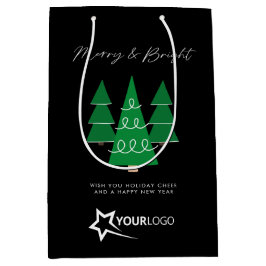 Modern Custom Business Logo Black Christmas Mittlere Geschenktüte