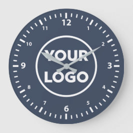 Modern Custom Business Logo für Navy Blue Große Wanduhr