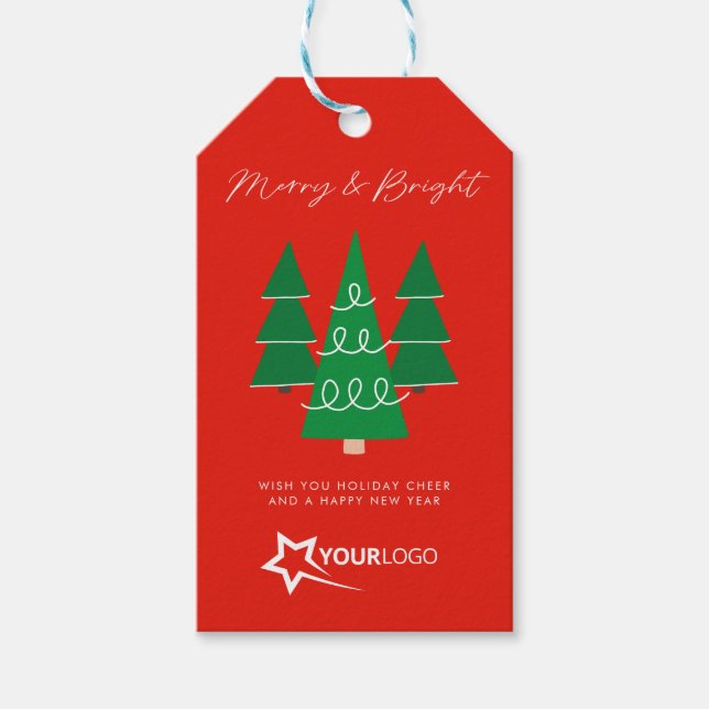 Modern Custom Business Logo Red Christmas Geschenkanhänger (Vorderseite)