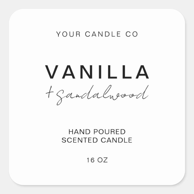Modern Custom Candle Label Quadratischer Aufkleber (Vorderseite)