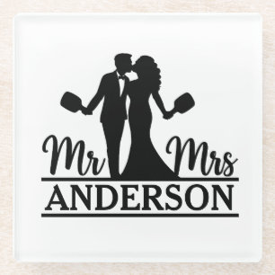 Modern Custom Couname Romantic Vibes Black Glasuntersetzer