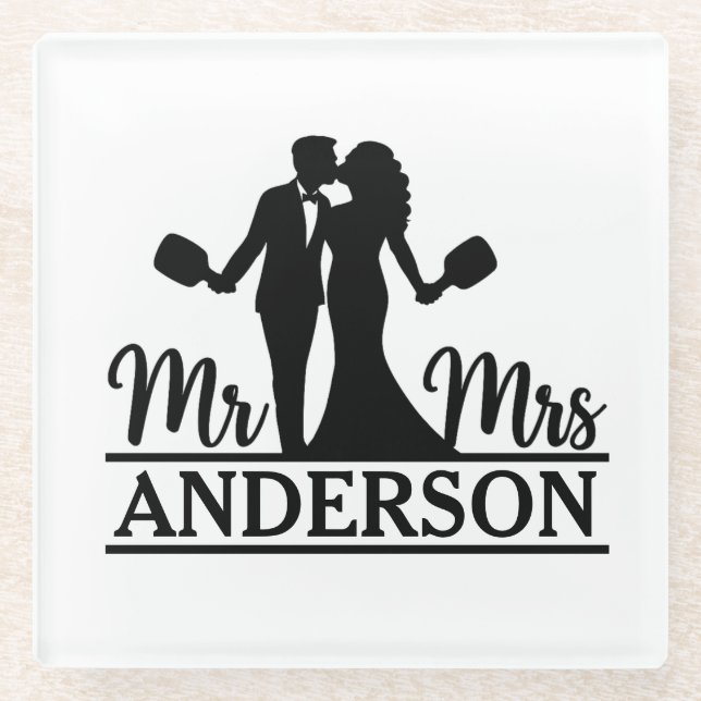 Modern Custom Couname Romantic Vibes Black Glasuntersetzer (Vorderseite)