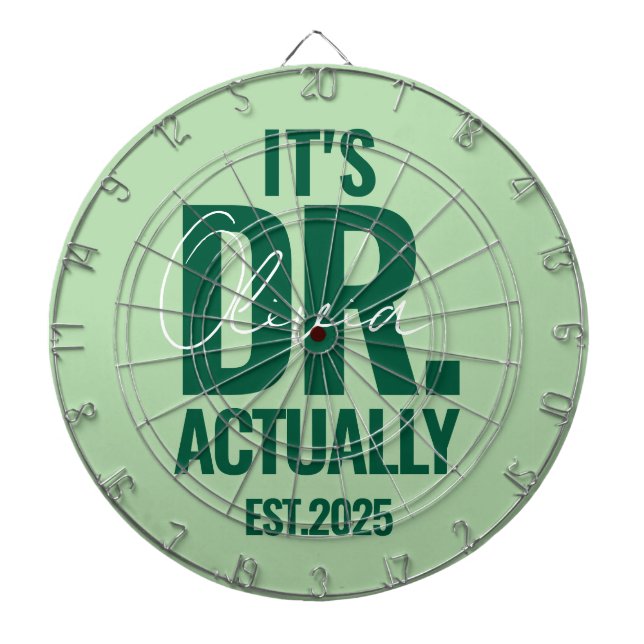Modern Custom Dr. Name Date Dark Green Dartscheibe (vorne)
