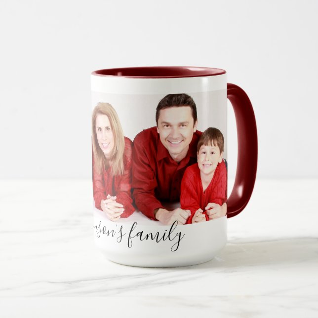 Modern Custom Family Photo & Text  Tasse (VorderseiteRechts)