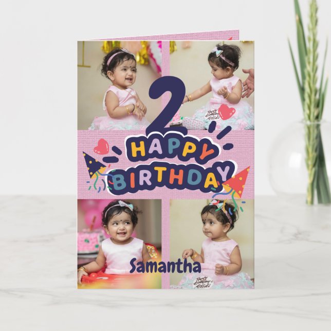 Modern Custom Foto Name 2nd Happy Birthday Card Karte (Vorderseite)