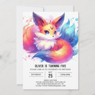 Modern Custom Fox Geburtstag Einladung