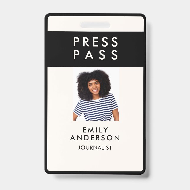 Modern Custom Journalist Press Pass Foto ID Logo Ausweis (Vorderseite)
