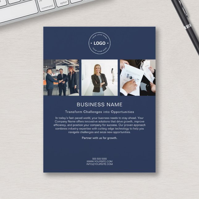 Modern Custom Logo Foto Blue Corporate Business Flyer (Modern Custom Logo Photo Blue Corporate Business Flyer)