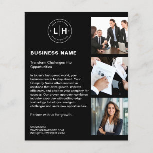 Modern Custom Logo Foto QR Black Business Flyer
