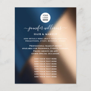 Modern Custom Logo Promotion Navy Blue Rose Gold Flyer