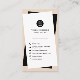Modern Custom Logo Social Media Icons Marmor Visitenkarte