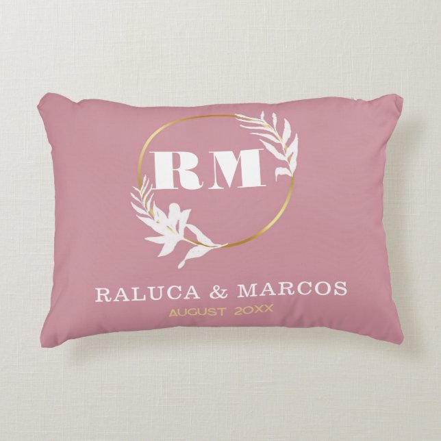 Modern Custom Monogram Anniversary Keepsake Dekokissen (Vorderseite)