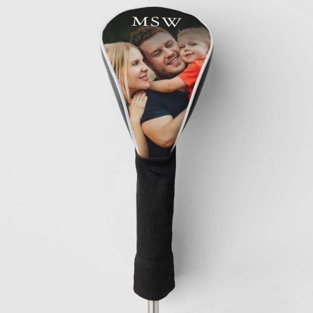 Modern Custom Monogram Foto Golf Headcover (Vorderseite)