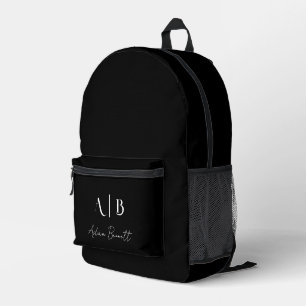 Modern Custom Monogram Initials Name Black Bedruckter Rucksack
