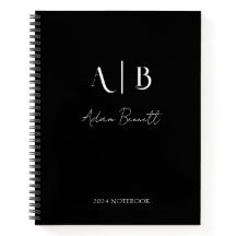 Modern Custom Monogram Initials Name Black