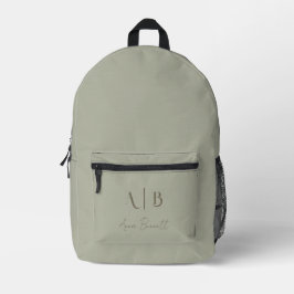 Modern Custom Monogram Initials Name Dusty Sage Bedruckter Rucksack