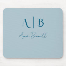 Modern Custom Monogram Initials Name Pastel Blue