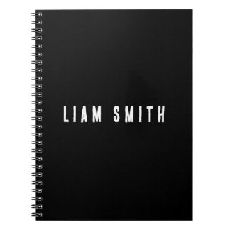Modern Custom Monogram Name Black Notebook Notizblock