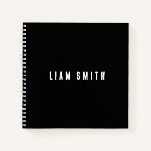 Modern Custom Monogram Name Black Notebook Notizbuch