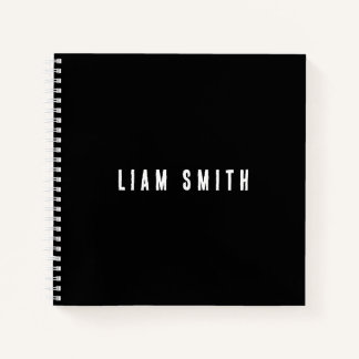 Modern Custom Monogram Name Black Notebook Notizbuch