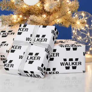 Modern Custom Monogram Name Black/White Geschenkpapier