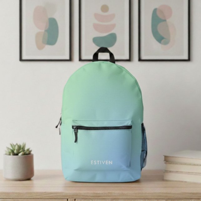Modern Custom Name Gradient Backpack - Cool Soccer Bedruckter Rucksack (Von Creator hochgeladen)