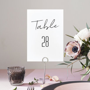 Modern Custom Names Black White Wedding Tischnummer