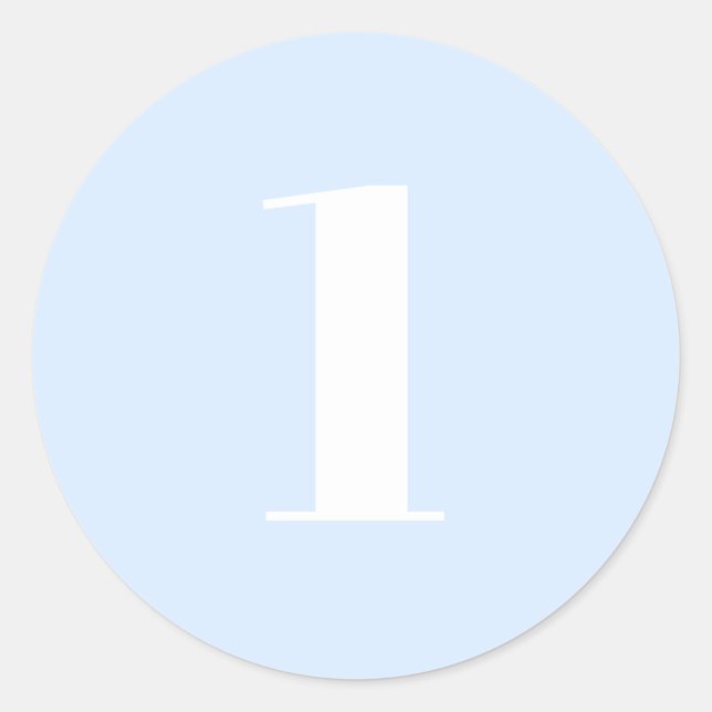 Modern Custom number, date, hellblau Runder Aufkleber (Vorderseite)