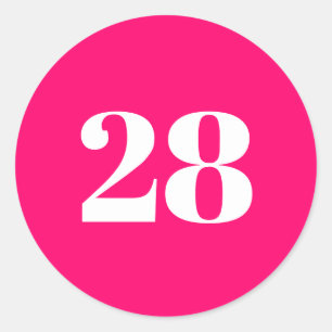 Modern Custom number, date, hot pink, fuchsia Runder Aufkleber