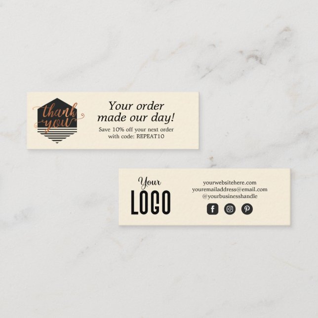 Modern Custom Order Dankeschön Card Mini Visitenkarte (Vorne/Hinten)