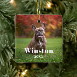 Modern Custom Pet Name Year Photo Holiday Keramikornament