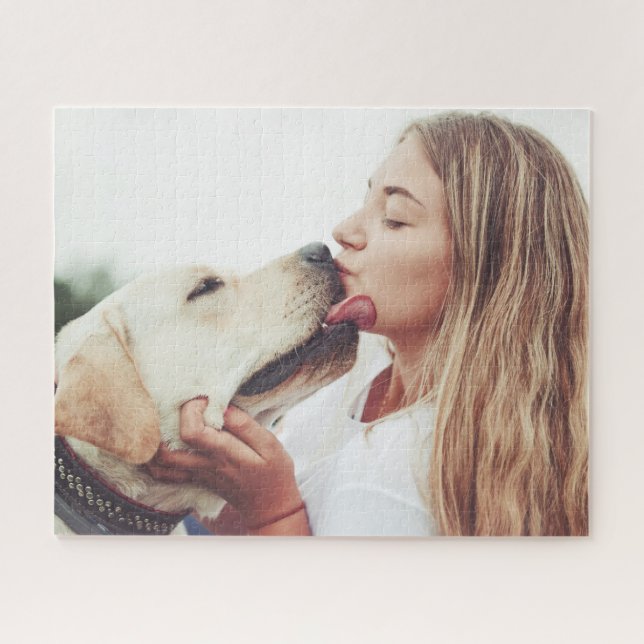 Modern Custom Photo Dog Kisses Puzzle (Horizontal)