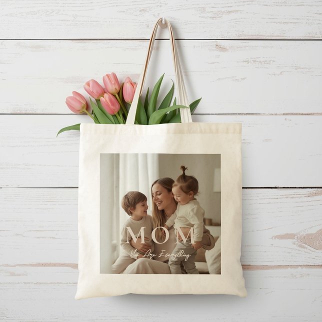Modern Custom Photo MOM Mothers Day Tote Bag Tragetasche (Von Creator hochgeladen)