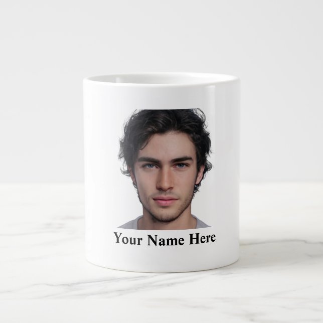 Modern Custom portrait Foto Template Jumbo-Tasse (Vorderseite)