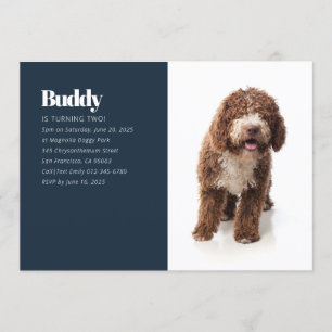 Modern Custom Puppy Dog Foto Geburtstagseinladung Einladung