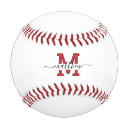 Modern Custom Red And Black Monogram  Baseball