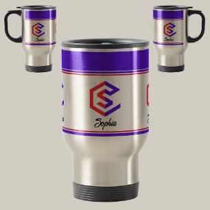 Modern Custom Stylish Name Monogram Reisebecher