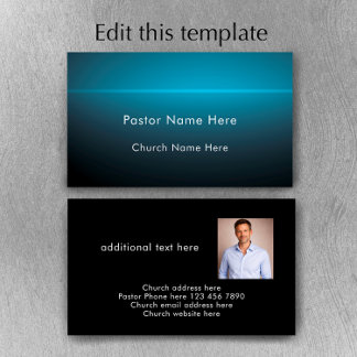 Modern Custom Text With Photo Church Pastor Visitenkarte