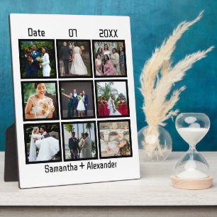 Modern Custom Wedding Anniversary 9 Photo Collage Fotoplatte