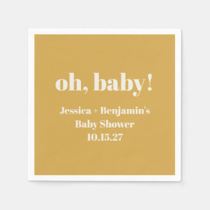 Modern Cute Dusty Gelb Baby Shower Benutzername Serviette