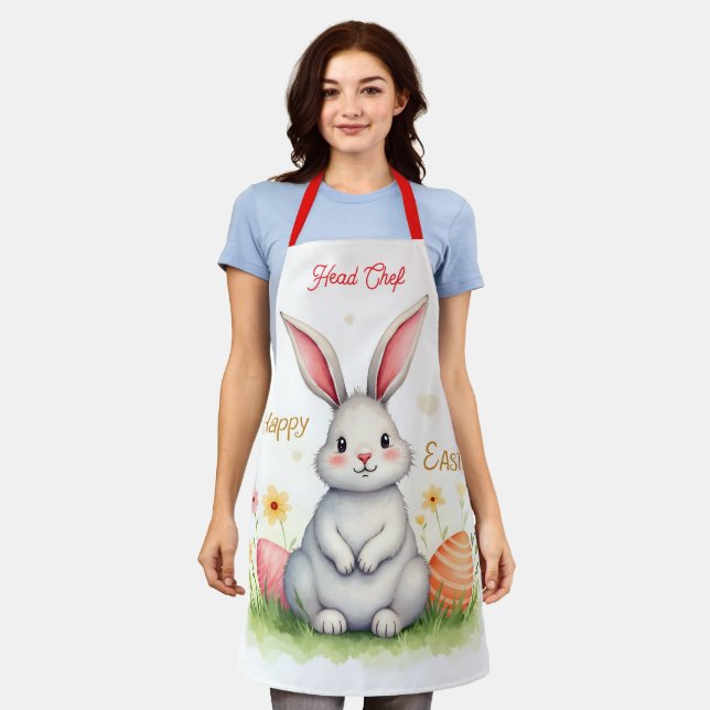 Modern Cute Easter Bunny And Eggs Collection Schürze (Getragen)