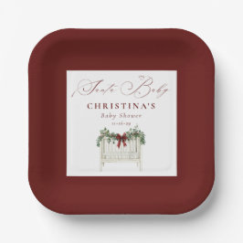Modern Cute Elegant Santa Baby Baby Shower Pappteller